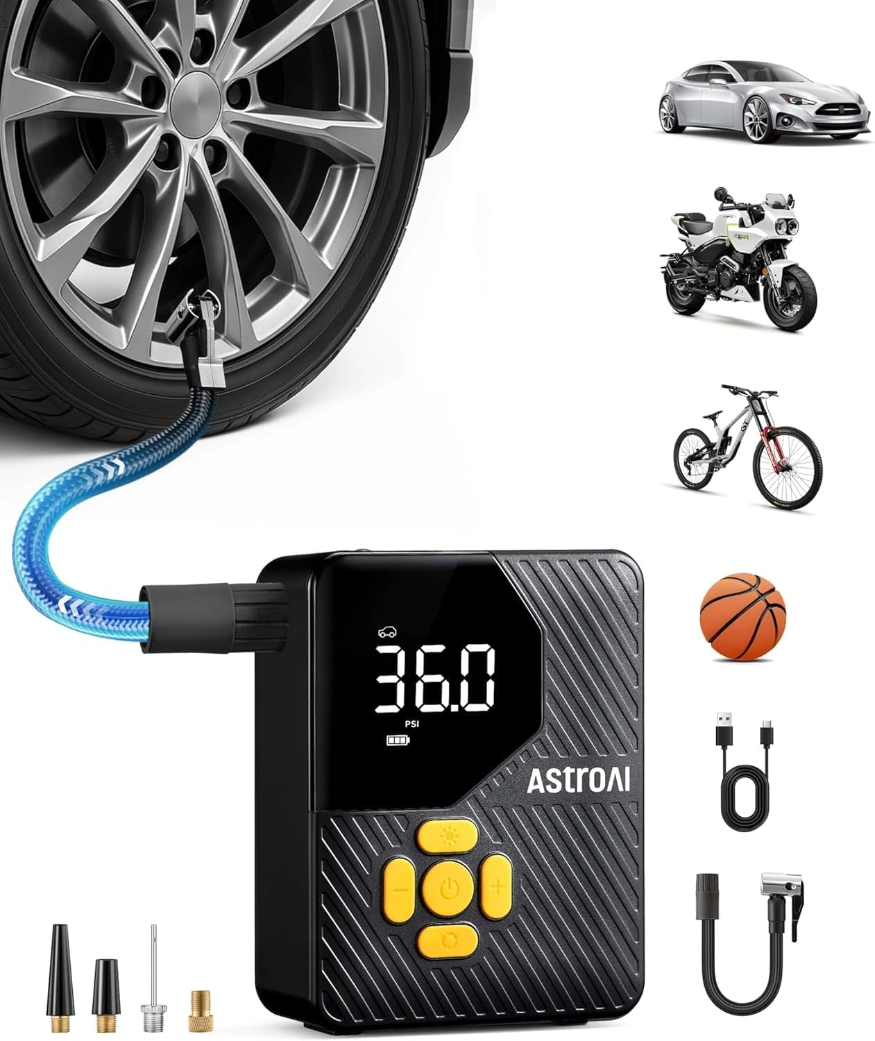 AstroAI L7 Mini – Kompakte elektrische Luftpumpe für Auto, Fahrrad & Ball