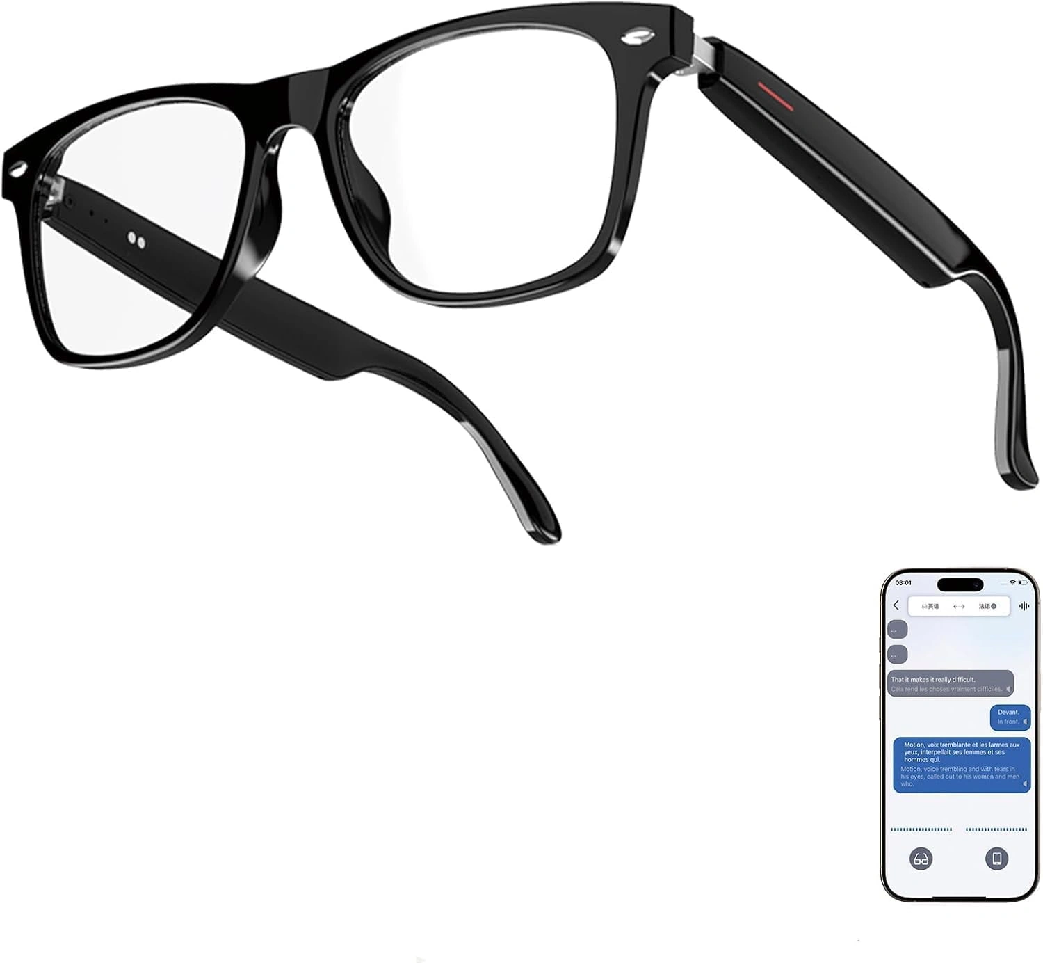 BLESSOURCE KI-Übersetzerbrille – Smart Glasses mit Echtzeit-Übersetzung & UV-Schutz