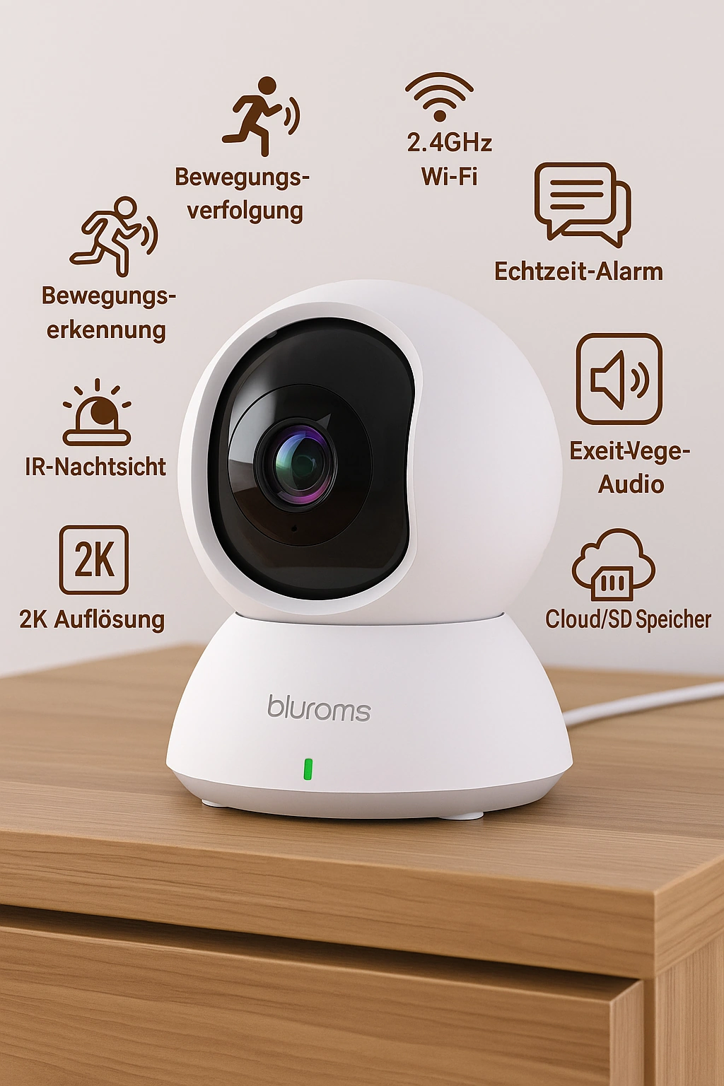 Blurams 2K Kamera – Innenkamera mit Geräuscherkennung & Nachtsicht