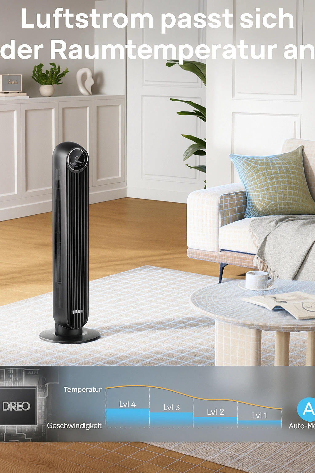 Dreo Nomad One – Leiser Turmventilator mit Fernbedienung