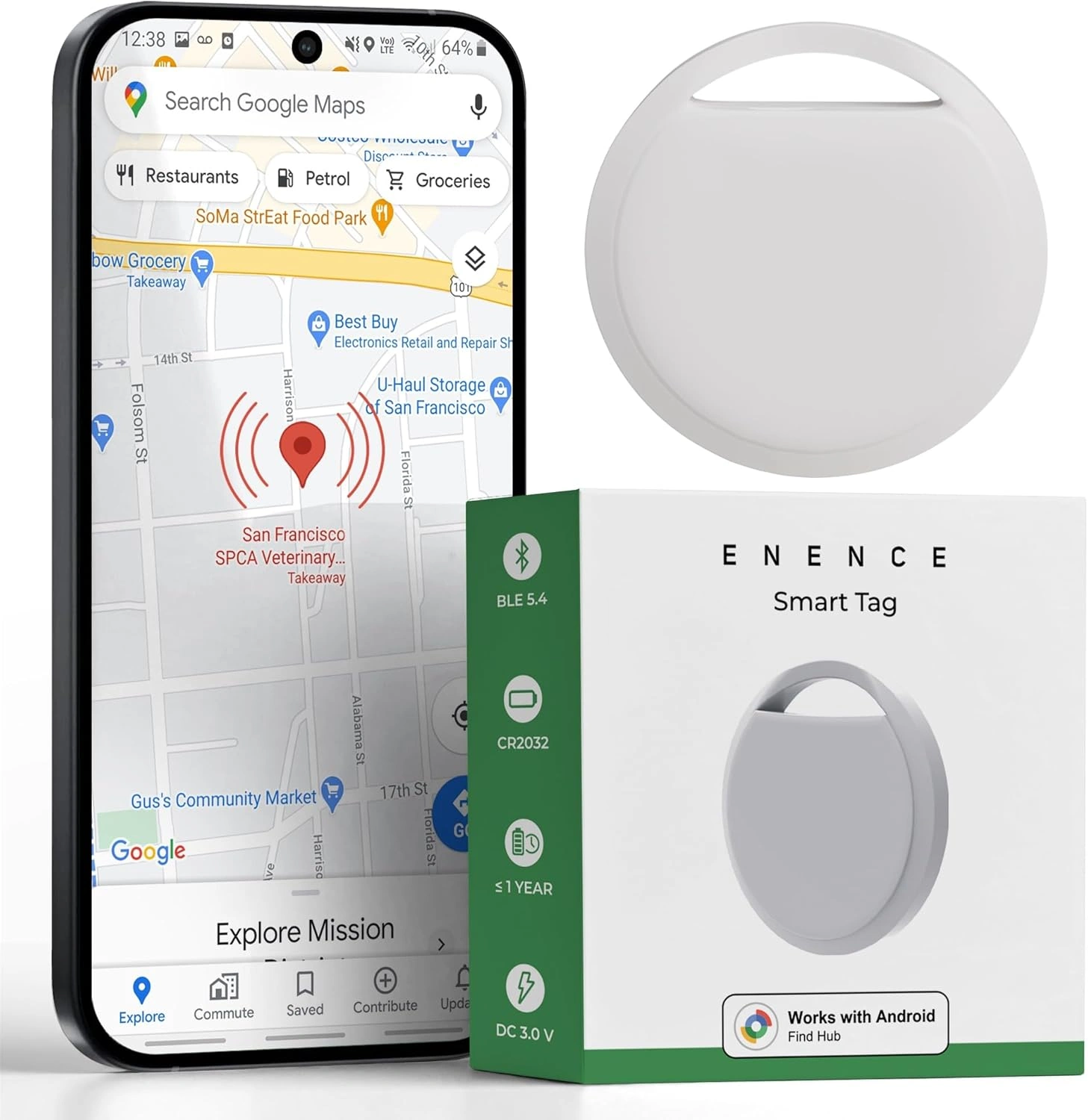 Enence Smart Tag – Android GPS Tracker, Find My Device kompatibel