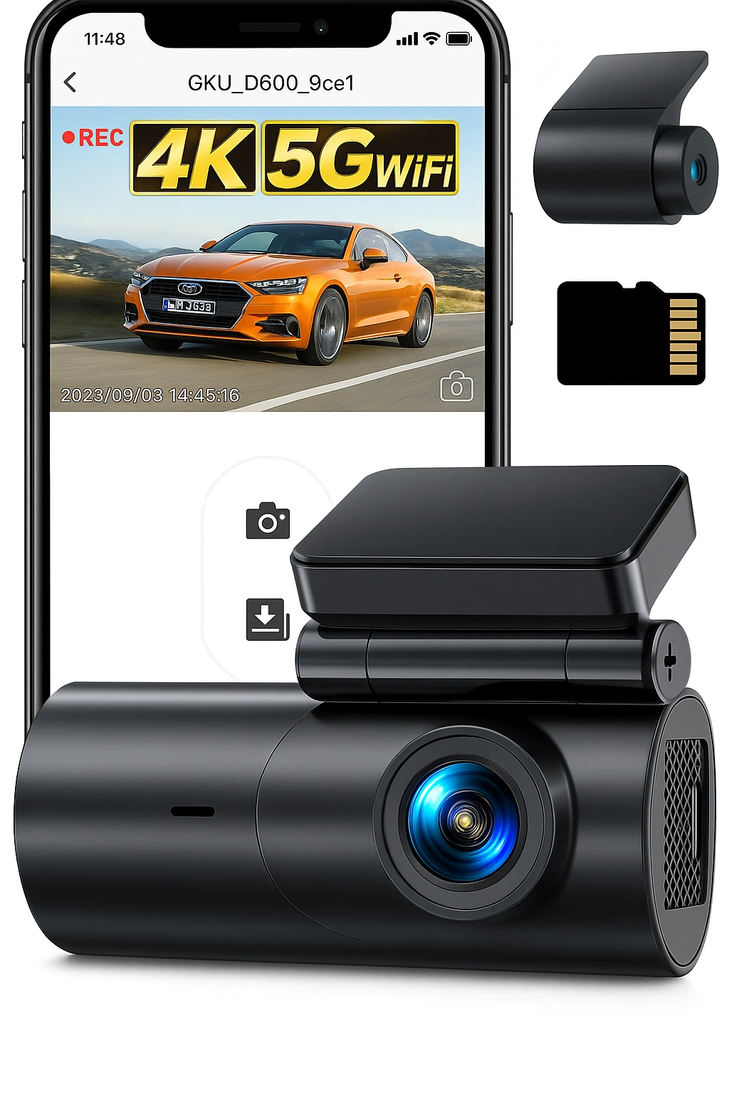 GKU Dash Cam 4K + 1080P (Front & Rear)