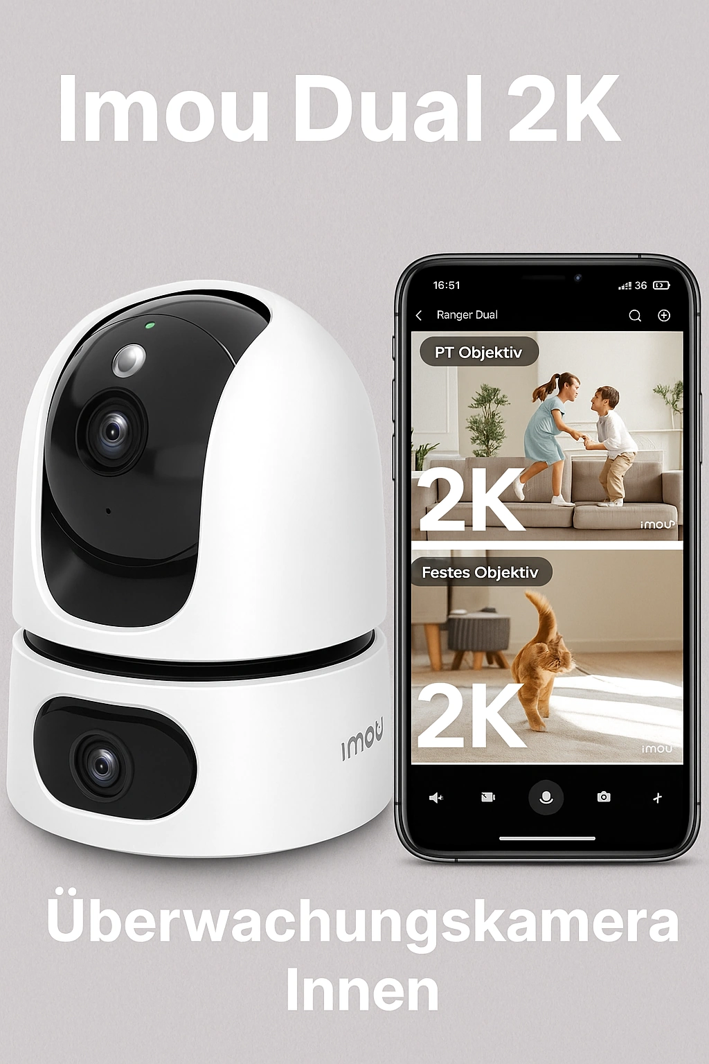 Imou Dual 2K Innenkamera – 360° WLAN-Kamera mit Nachtsicht
