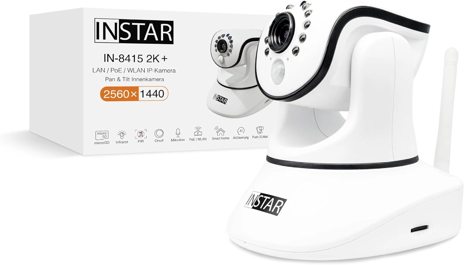 INSTAR IN-8415 2K+ – Innenkamera mit KI, PTZ, PoE & Babyphone-Funktion