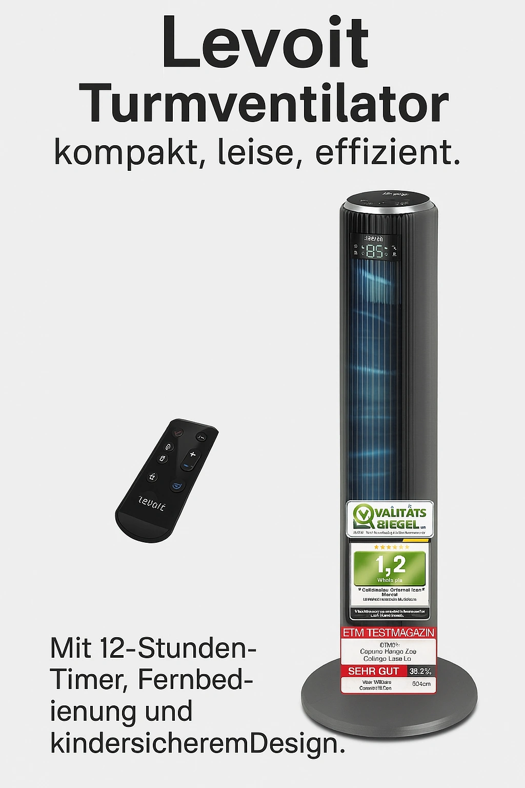 Levoit Turmventilator – Leiser Säulenventilator mit Fernbedienung