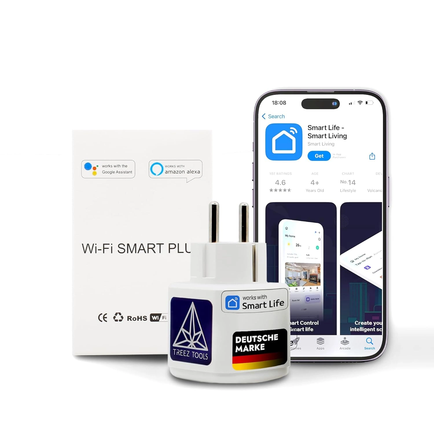 WLAN Smart Plug mit Energieverbrauch – Smarte Steckdose 16A (Treez Tools)