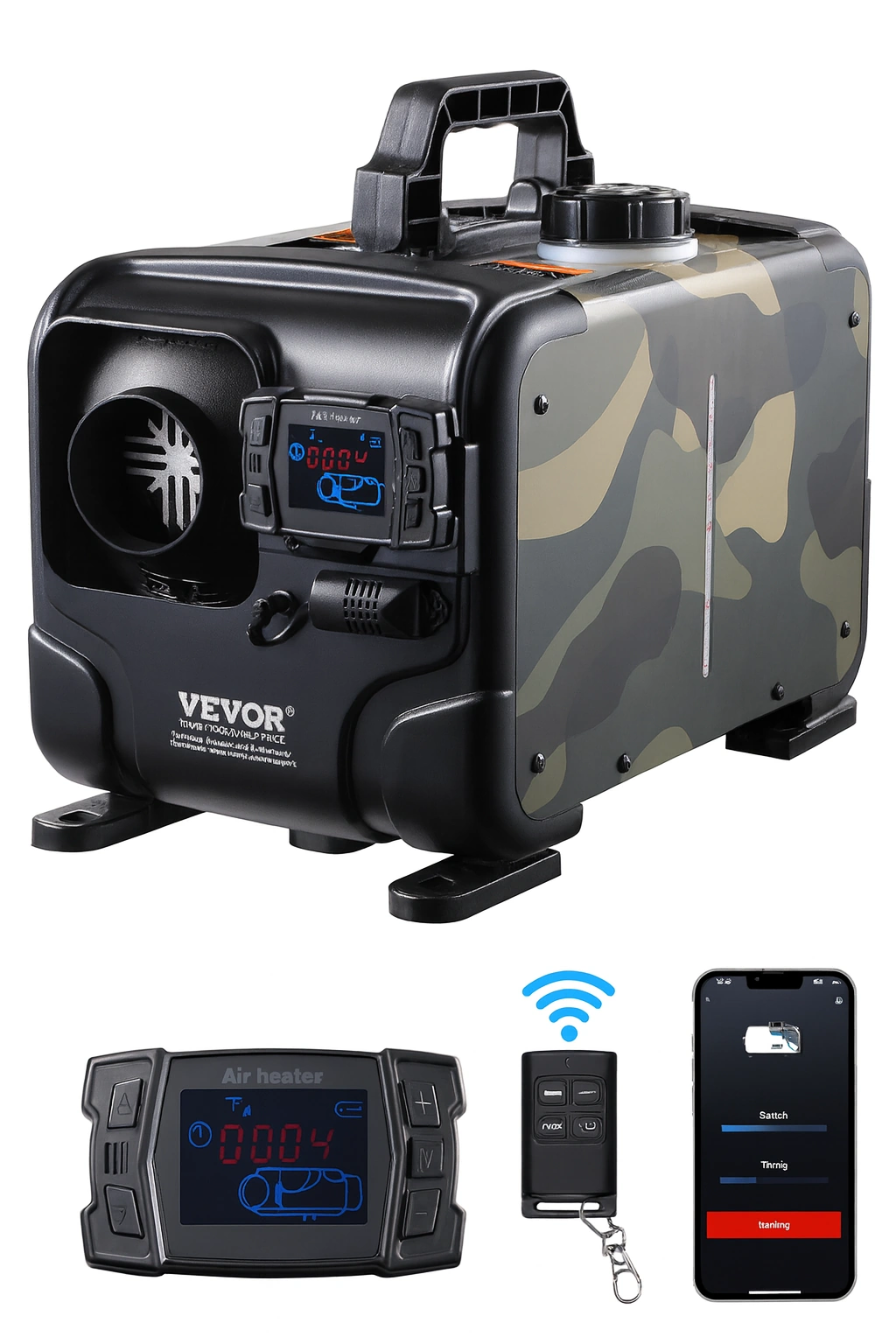 VEVOR Diesel Luftheizung 8 kW mit Bluetooth & CO-Alarm